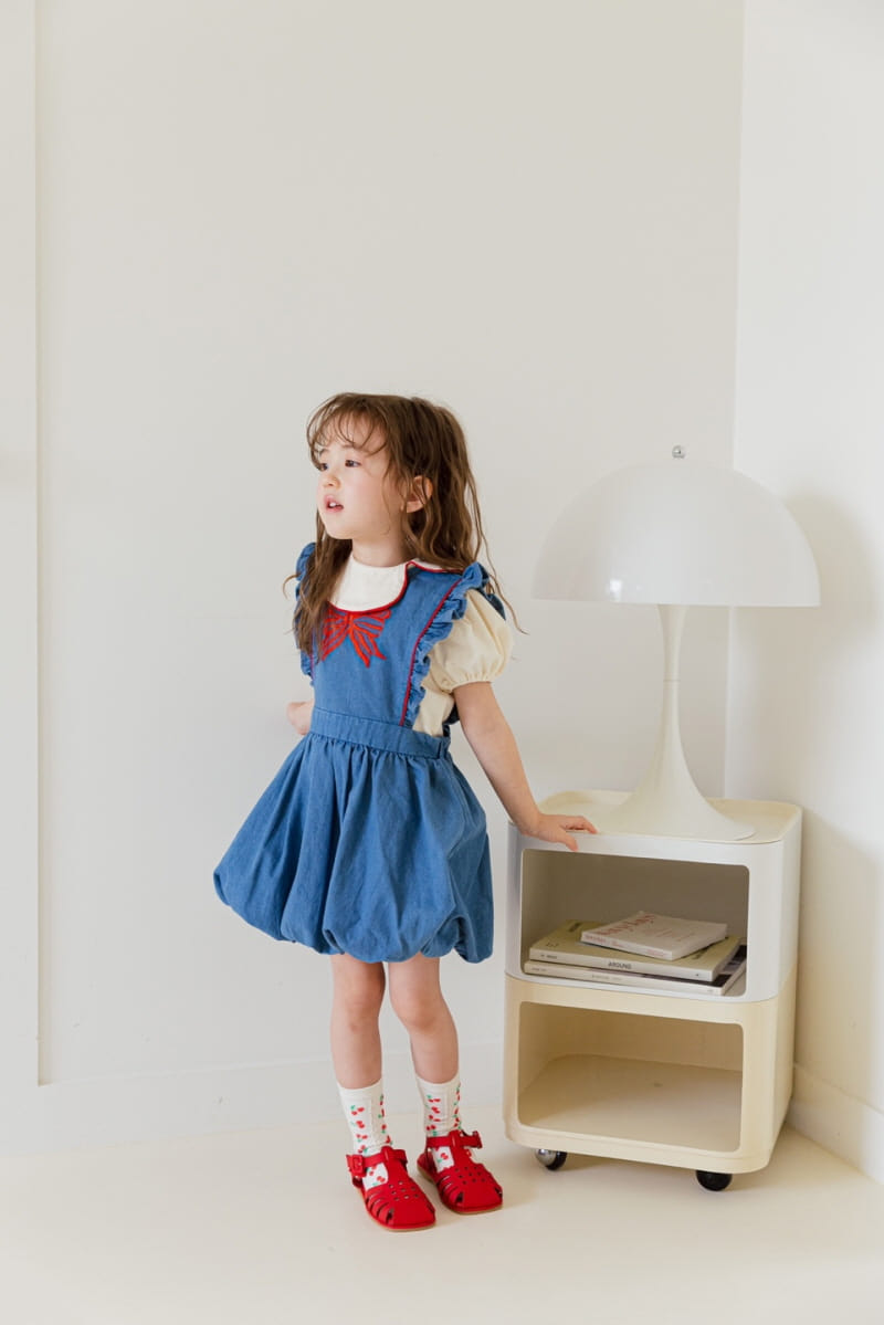 Berry Berry - Korean Children Fashion - #kidsshorts - Ribbon Embrodiery One-piece - 9