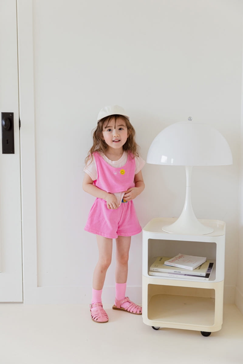 Berry Berry - Korean Children Fashion - #kidsshorts - Smile Towel Top Bottom Set - 6