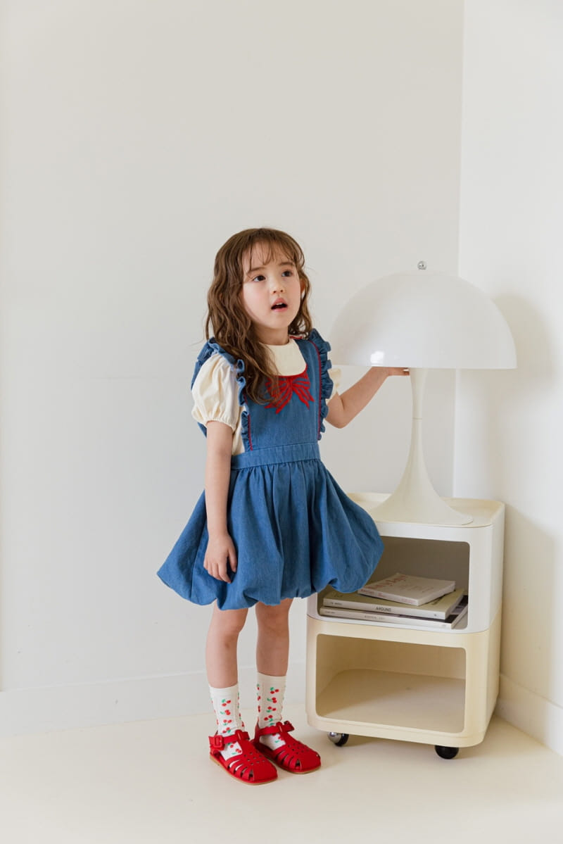 Berry Berry - Korean Children Fashion - #kidsstore - Ribbon Embrodiery One-piece - 10