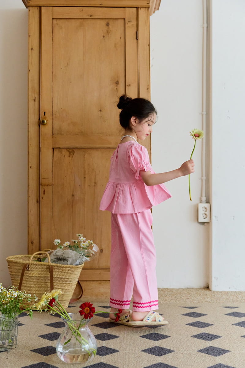 Berry Berry - Korean Children Fashion - #littlefashionista - Linen Wave Top Bottom Set - 9