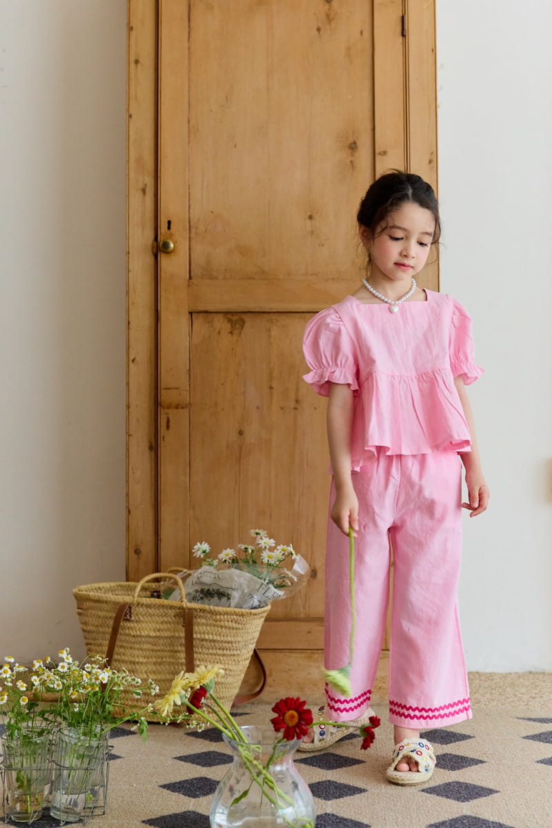 Berry Berry - Korean Children Fashion - #minifashionista - Linen Wave Top Bottom Set - 11