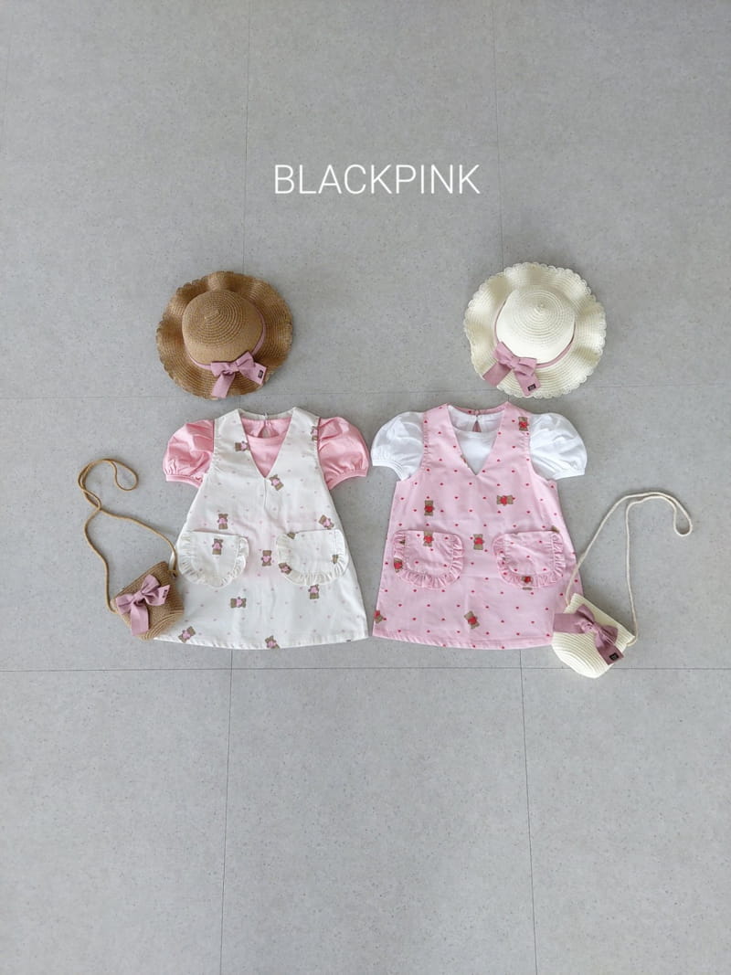 Black Pink - Korean Children Fashion - #Kfashion4kids - Heart Bear One-piece