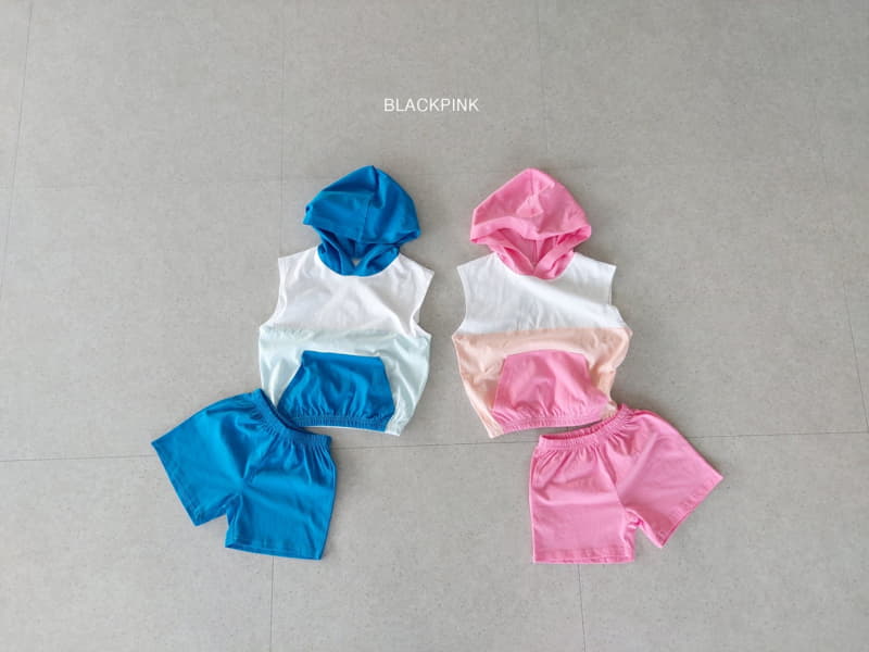 Black Pink - Korean Children Fashion - #childofig - Mogan Sleeveless Hoody Top Bottom Set - 2