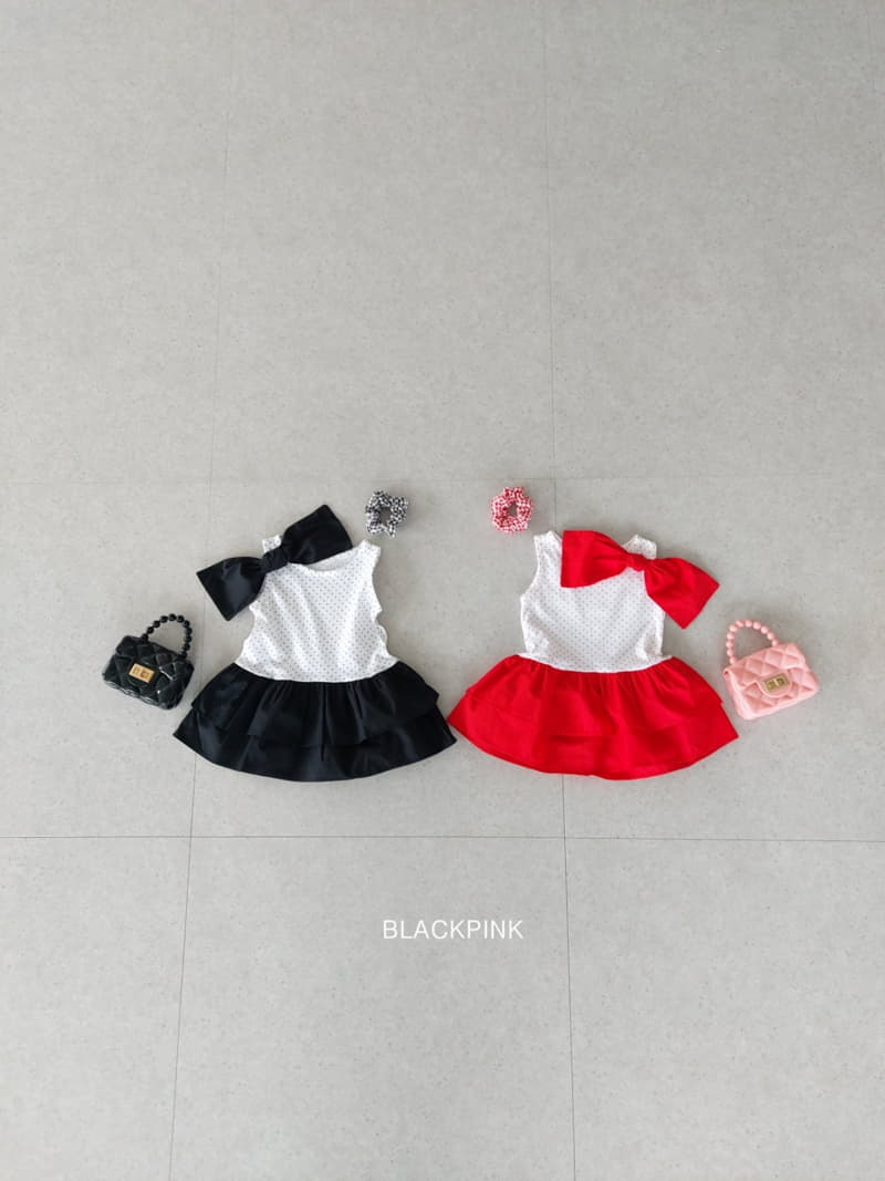 Black Pink - Korean Children Fashion - #childrensboutique - Dot Frill One-piece