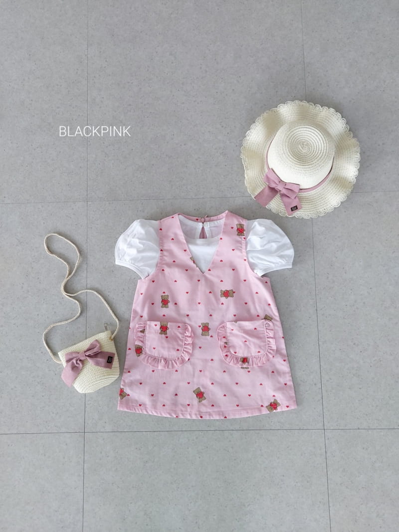 Black Pink - Korean Children Fashion - #designkidswear - Heart Bear One-piece - 11