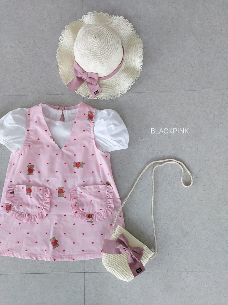 Black Pink - Korean Children Fashion - #discoveringself - Heart Bear One-piece - 12
