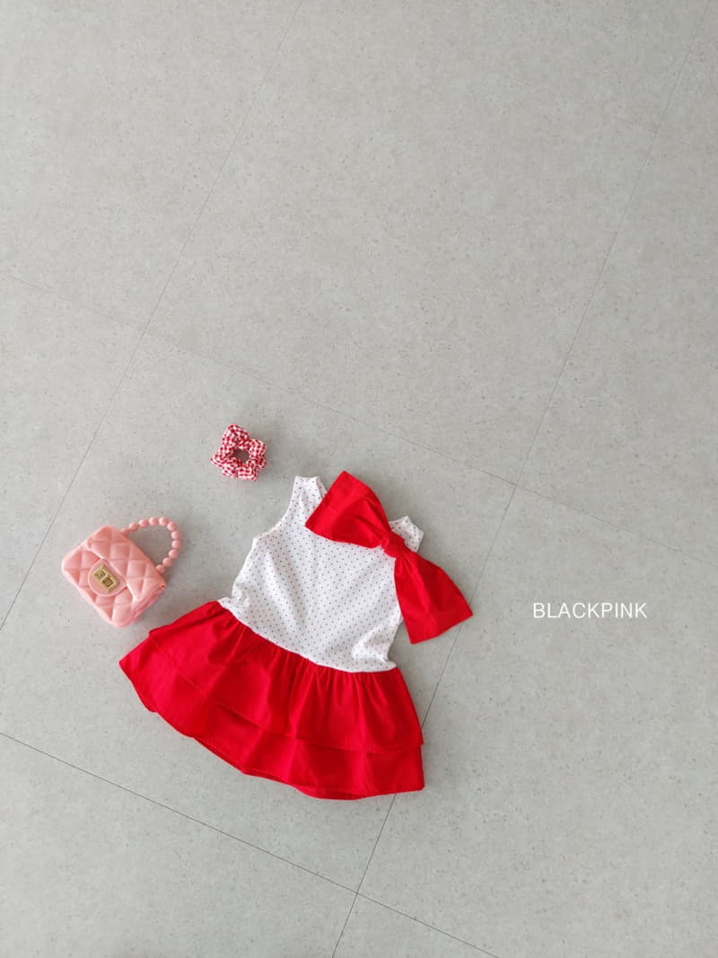 Black Pink - Korean Children Fashion - #kidsstore - Dot Frill One-piece - 6