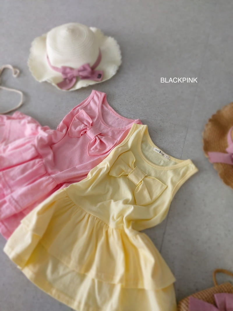 Black Pink - Korean Children Fashion - #kidsshorts - Calira Ribbon Ribbon One-piece - 4