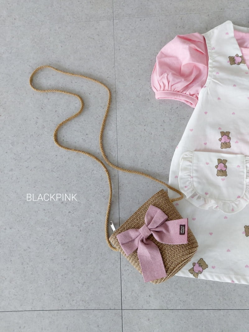 Black Pink - Korean Children Fashion - #stylishchildhood - Heart Bear One-piece - 8
