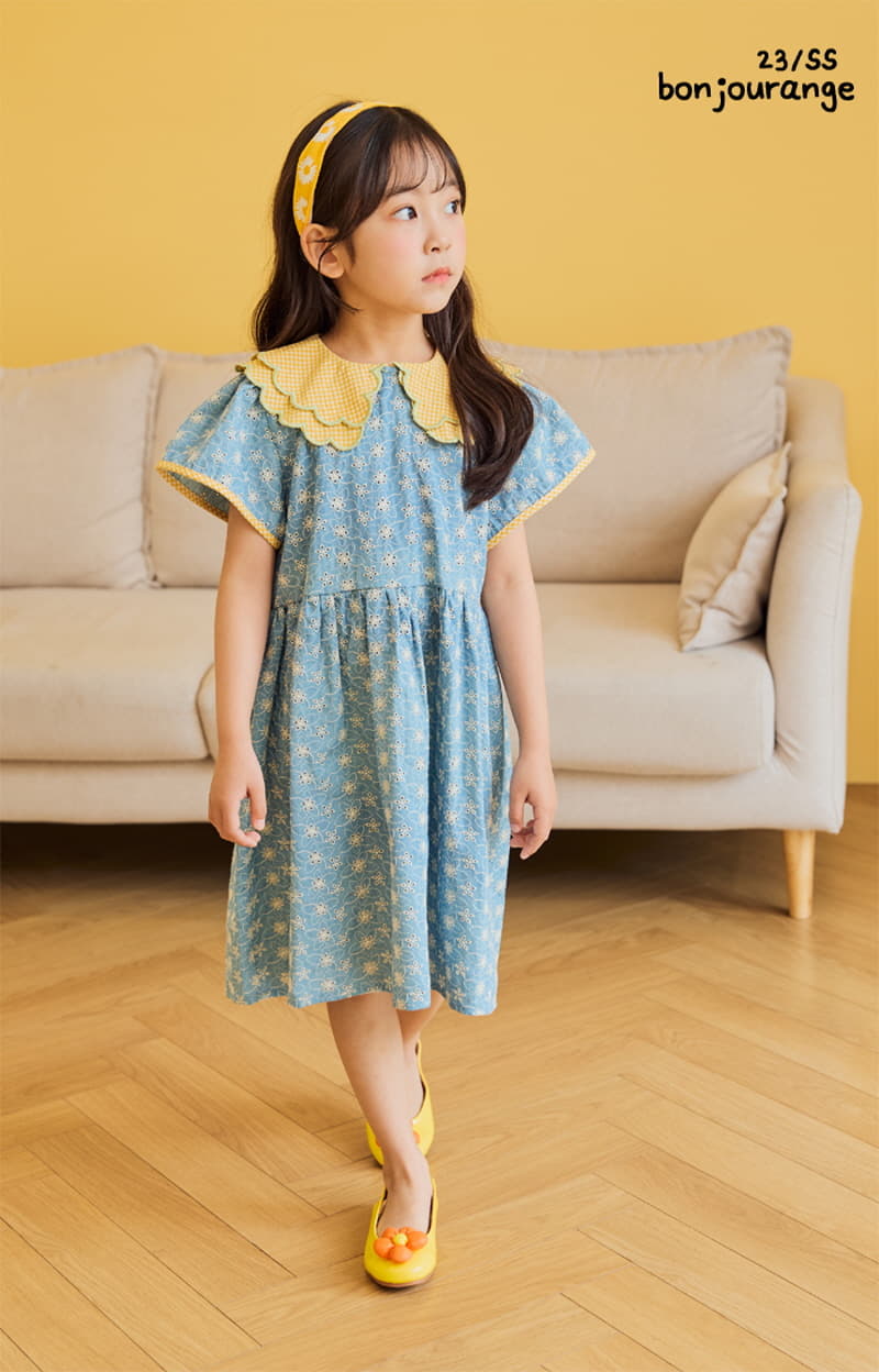 Bonjour Ange - Korean Children Fashion - #designkidswear - Pure Embrodiery Denim One-piece - 2