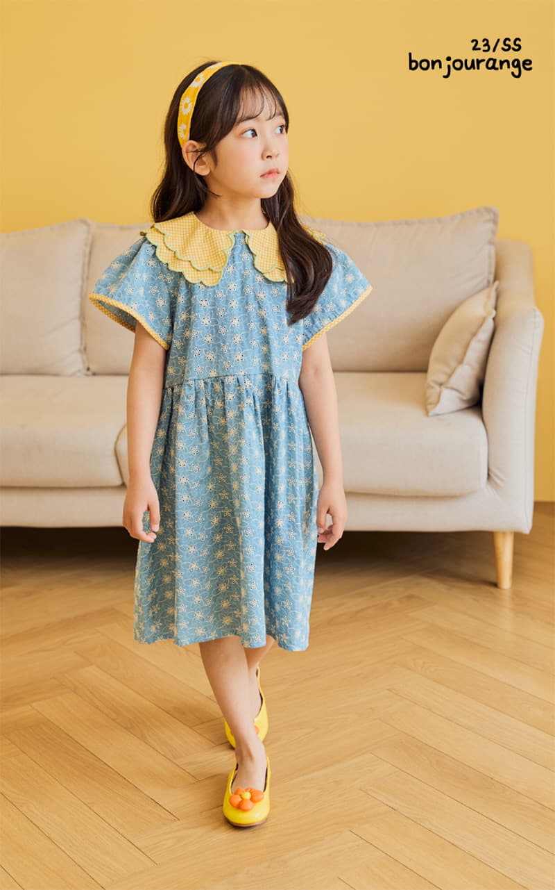 Bonjour Ange - Korean Children Fashion - #kidsshorts - Pure Embrodiery Denim One-piece - 5