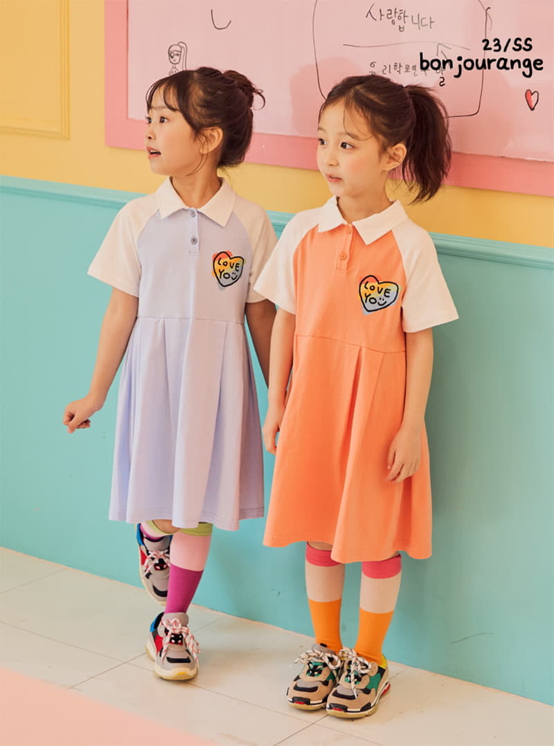 Bonjour Ange - Korean Children Fashion - #kidsshorts - Lobe You Tennis One-piece - 2
