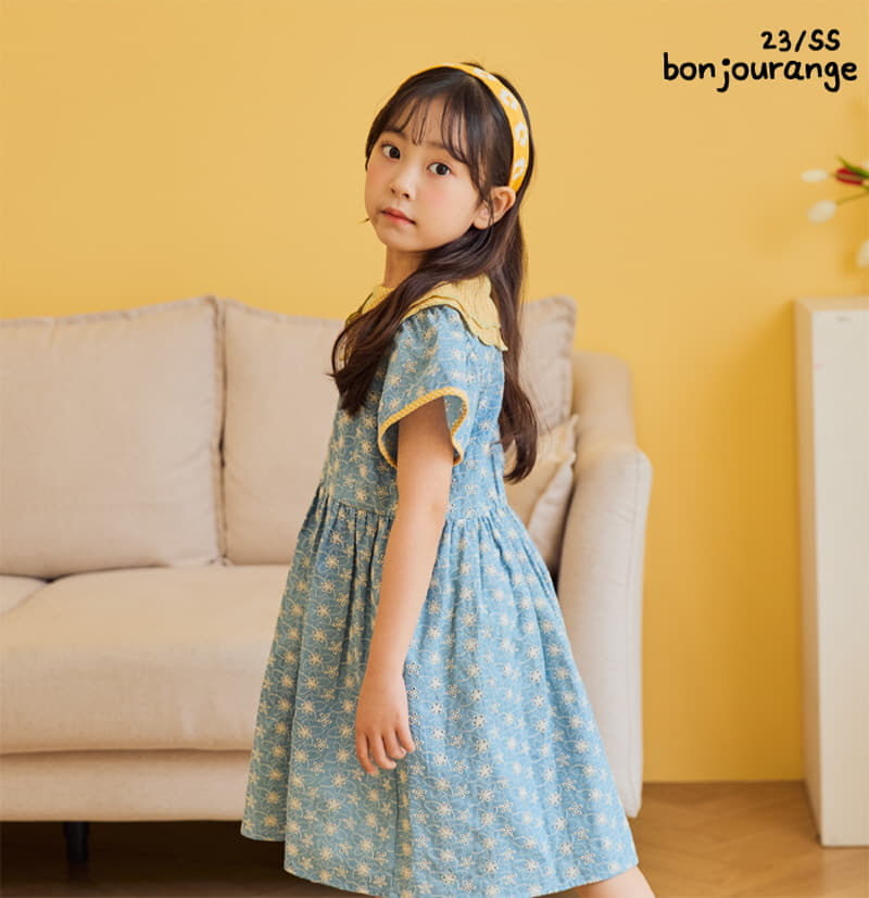 Bonjour Ange - Korean Children Fashion - #kidzfashiontrend - Pure Embrodiery Denim One-piece - 7