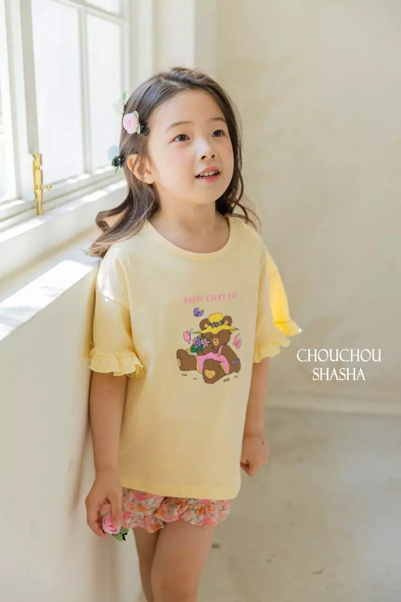 Chouchou Shasha - Korean Children Fashion - #kidsshorts - Flower Bear Tee - 7