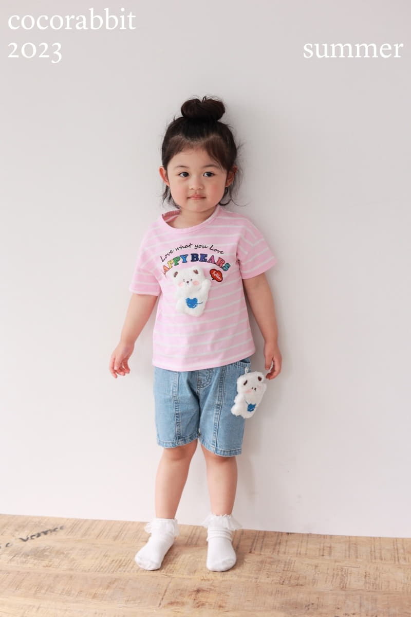Coco Rabbit - Korean Children Fashion - #discoveringself - Stripes Happy Bear Tee - 3