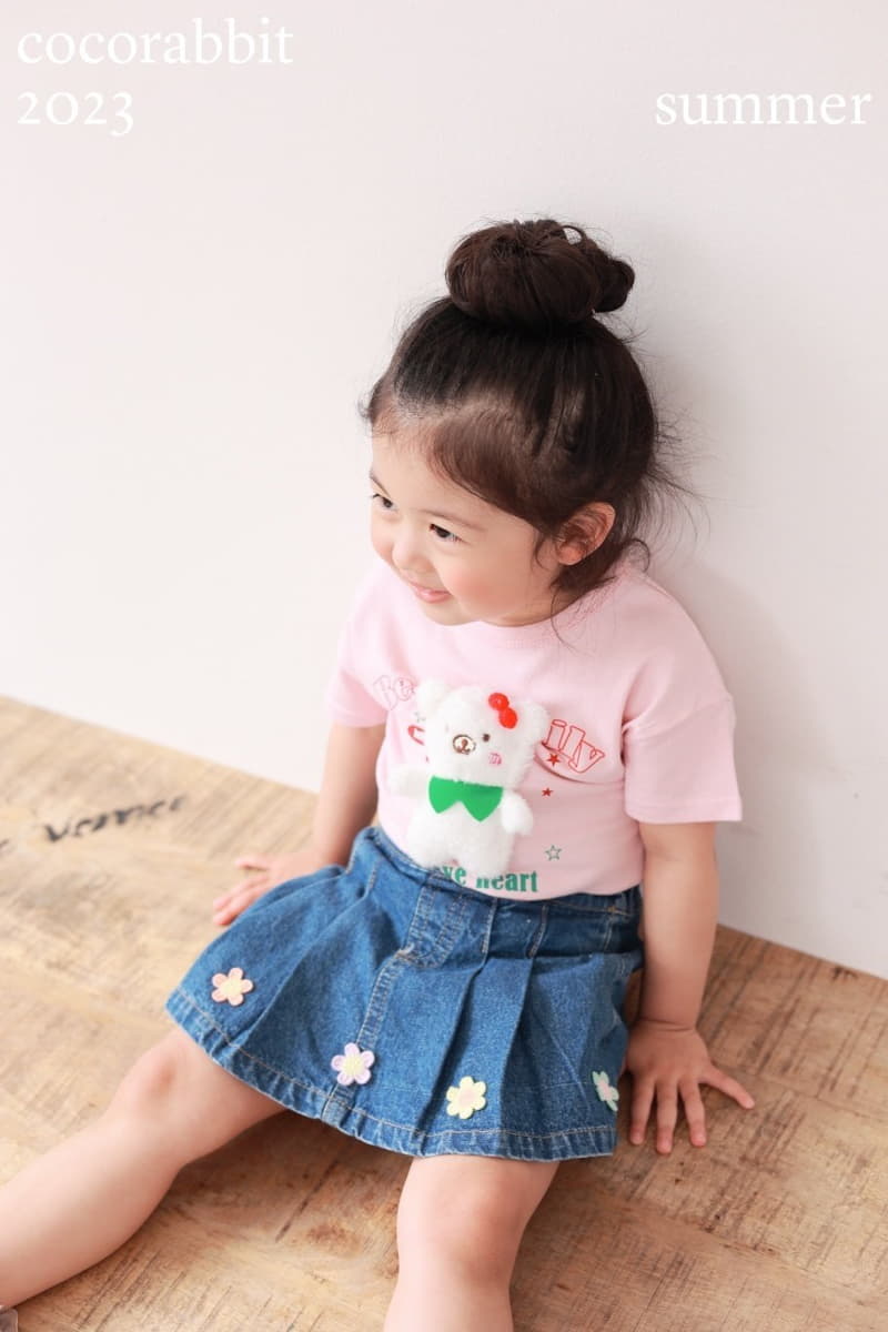 Coco Rabbit - Korean Children Fashion - #discoveringself - Flower Denim Skirt