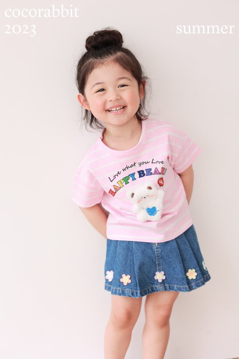 Coco Rabbit - Korean Children Fashion - #kidzfashiontrend - Stripes Happy Bear Tee - 7