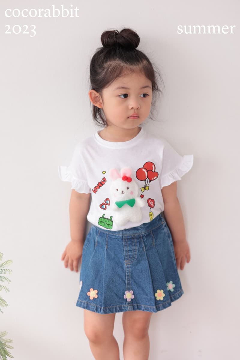 Coco Rabbit - Korean Children Fashion - #kidzfashiontrend - Flower Denim Skirt - 5