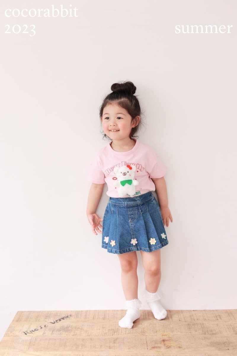 Coco Rabbit - Korean Children Fashion - #littlefashionista - Flower Denim Skirt - 7