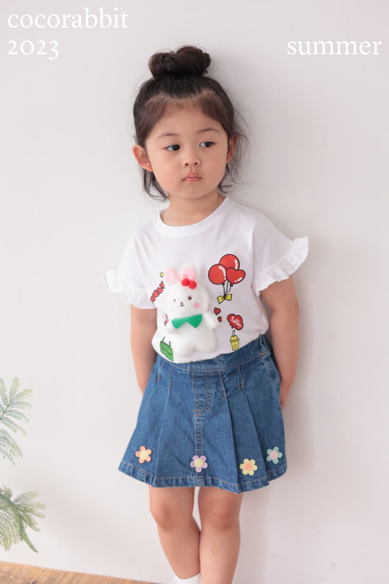 Coco Rabbit - Korean Children Fashion - #prettylittlegirls - Flower Denim Skirt - 10