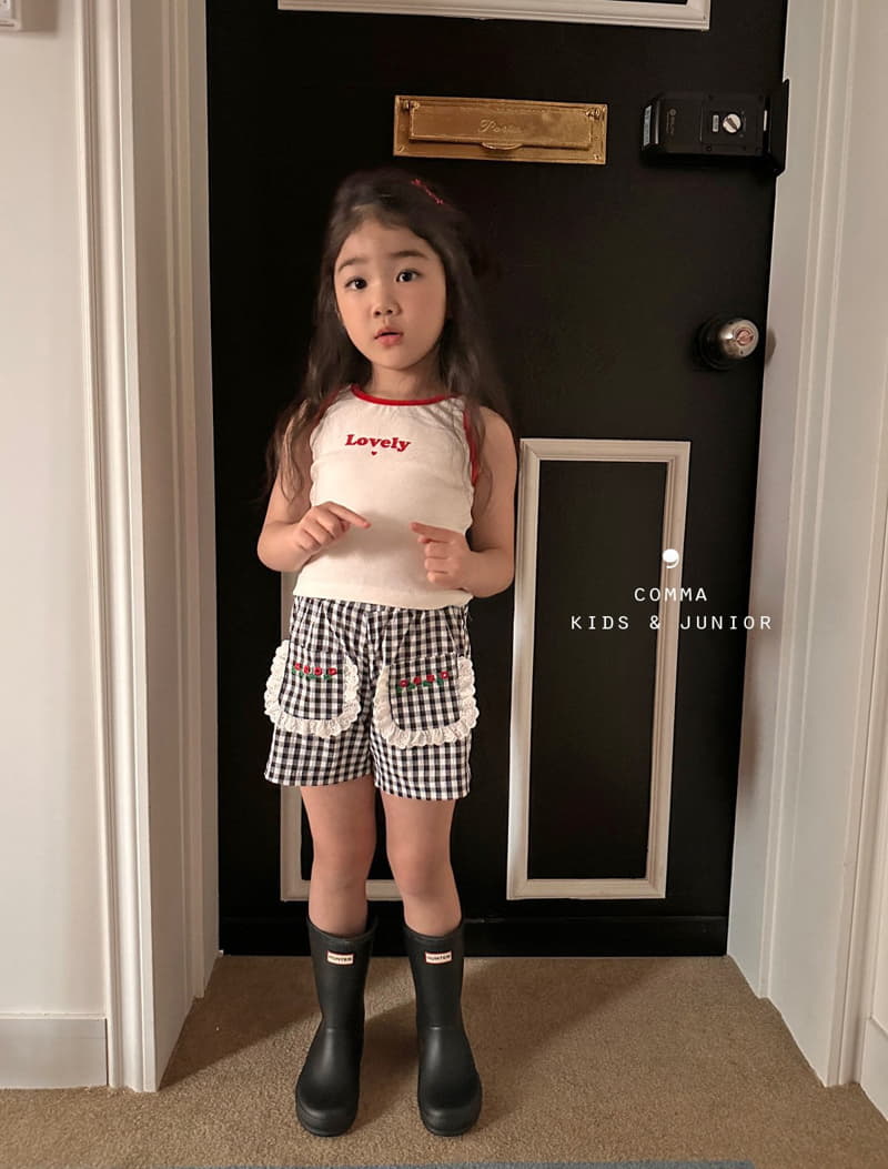 Comma - Korean Children Fashion - #childofig - Check Flower Embrodiery Shorts - 2