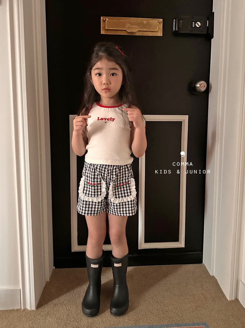 Comma - Korean Children Fashion - #childrensboutique - Check Flower Embrodiery Shorts - 3