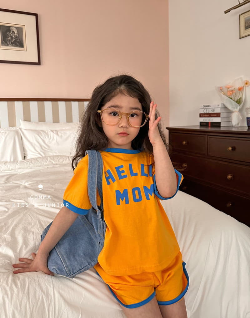 Comma - Korean Children Fashion - #kidsshorts - Hello Mom Top Bottom Set - 3