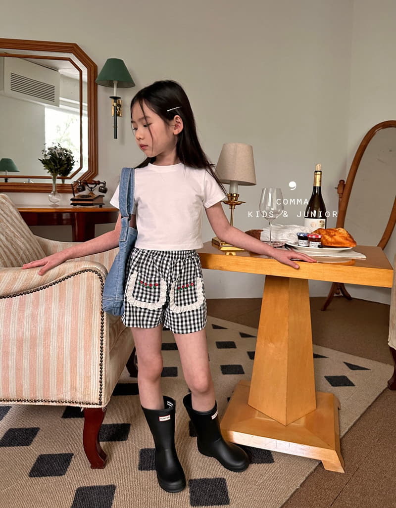 Comma - Korean Children Fashion - #littlefashionista - Check Flower Embrodiery Shorts - 11