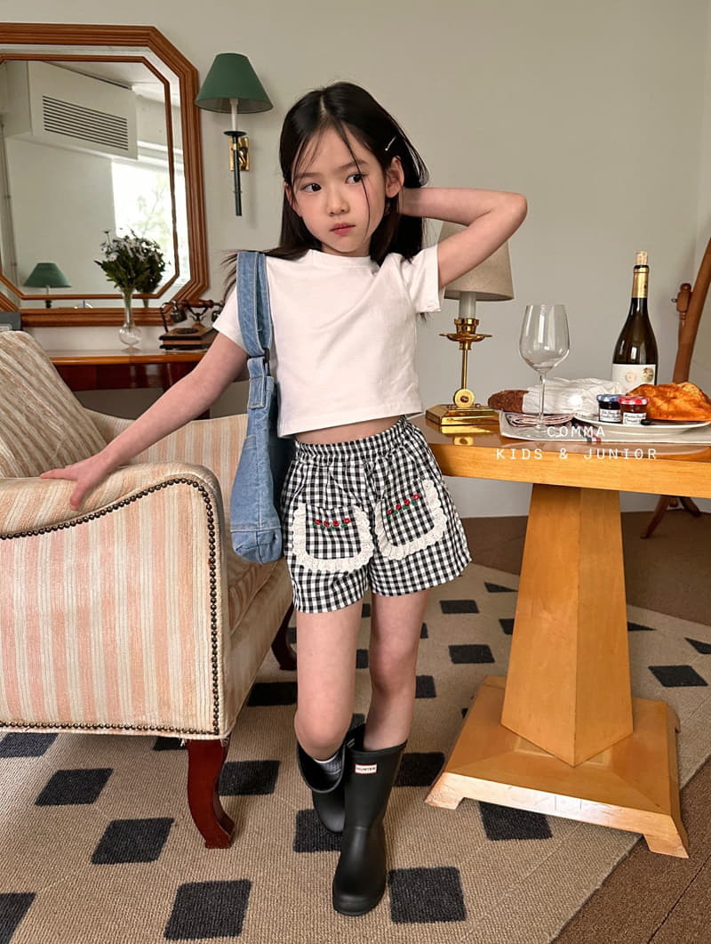 Comma - Korean Children Fashion - #magicofchildhood - Check Flower Embrodiery Shorts - 12
