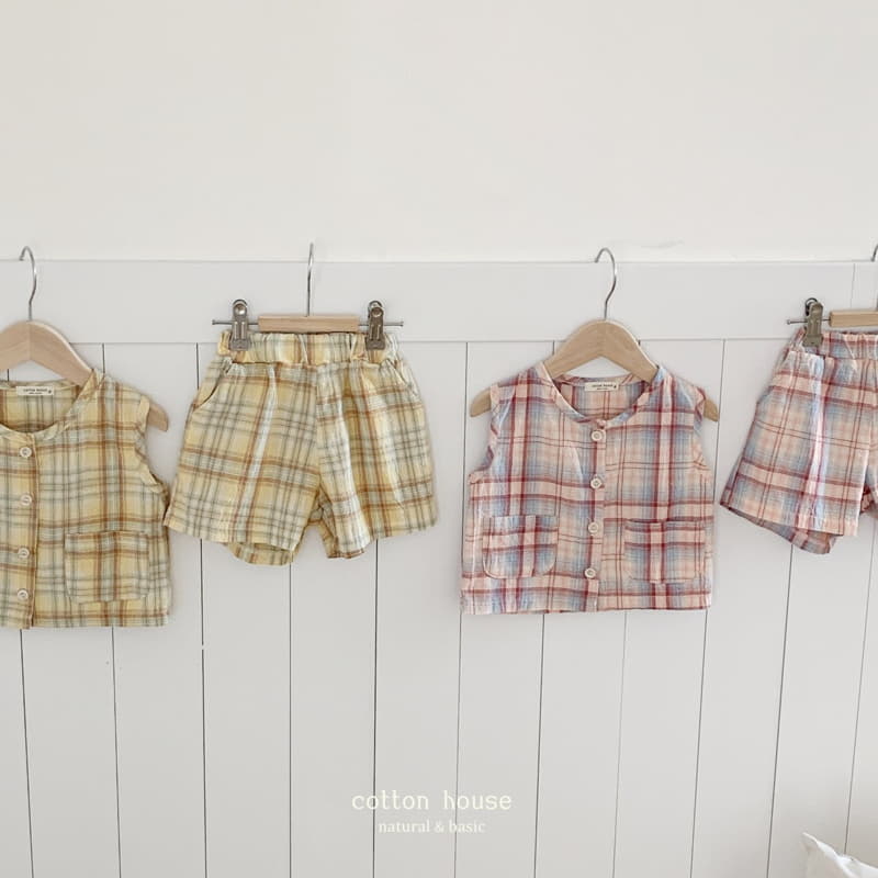 Cotton House - Korean Children Fashion - #littlefashionista - Check Danjjak Set-up - 7