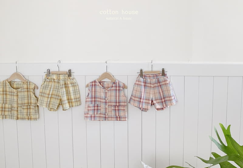Cotton House - Korean Children Fashion - #todddlerfashion - Check Danjjak Set-up - 11