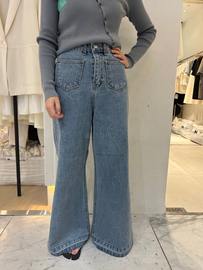 Credito - Korean Women Fashion - #vintagekidsstyle - Front Wide Jeans - 6