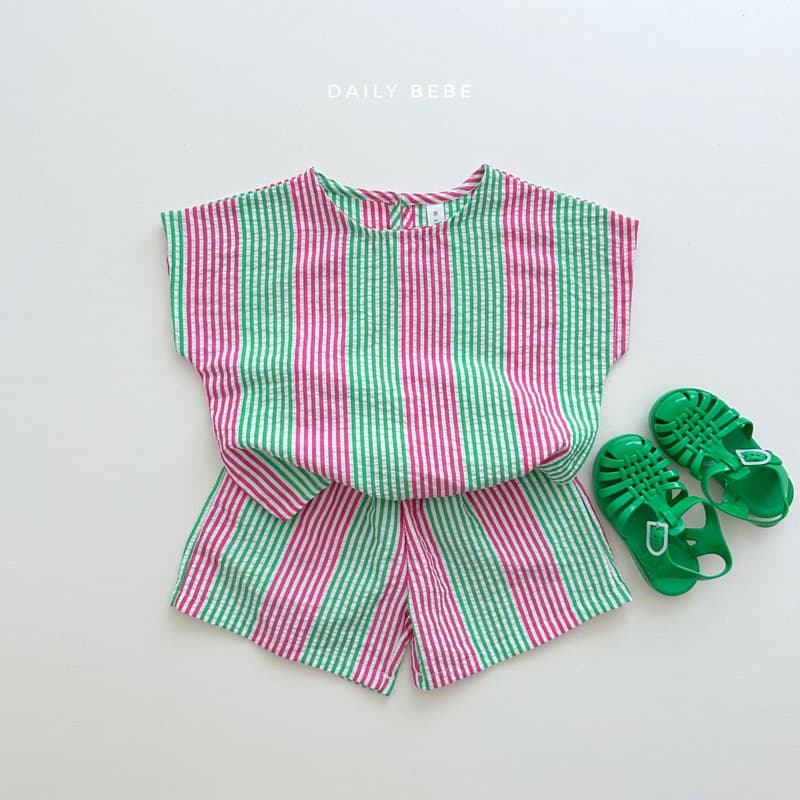 Daily Bebe - Korean Children Fashion - #Kfashion4kids - Jijimi Stripes Top Bottom Set - 7
