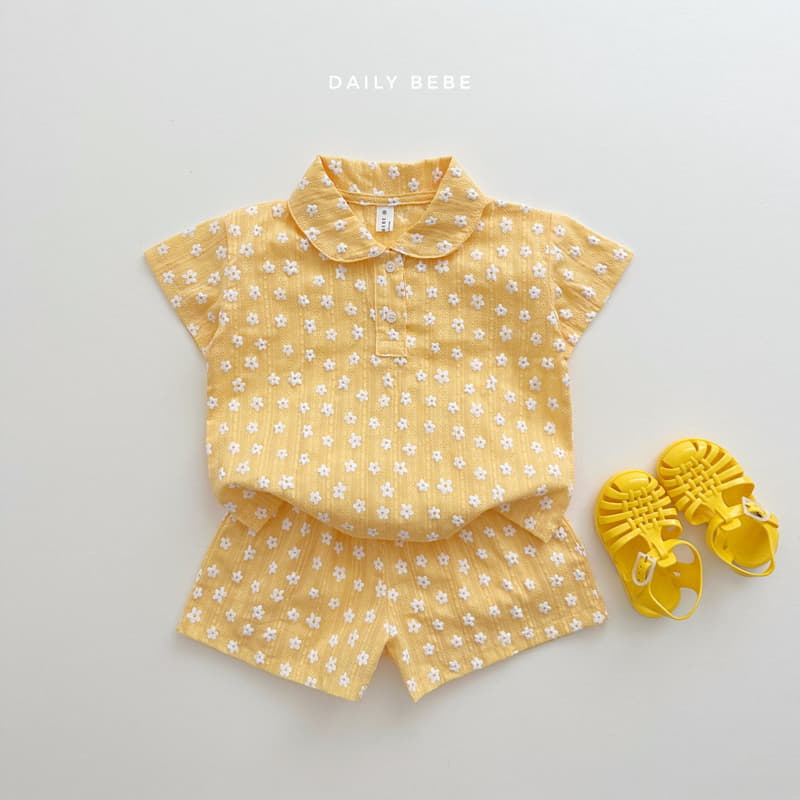 Daily Bebe - Korean Children Fashion - #childofig - Flower Collar Top Bottom Set