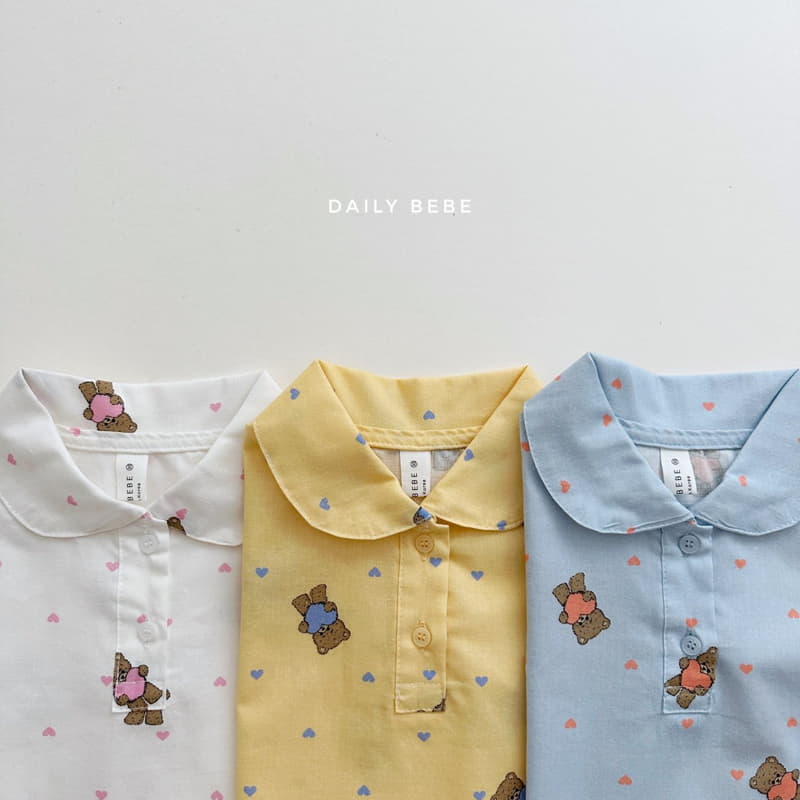 Daily Bebe - Korean Children Fashion - #childrensboutique - Bear Collar Top Bottom Set