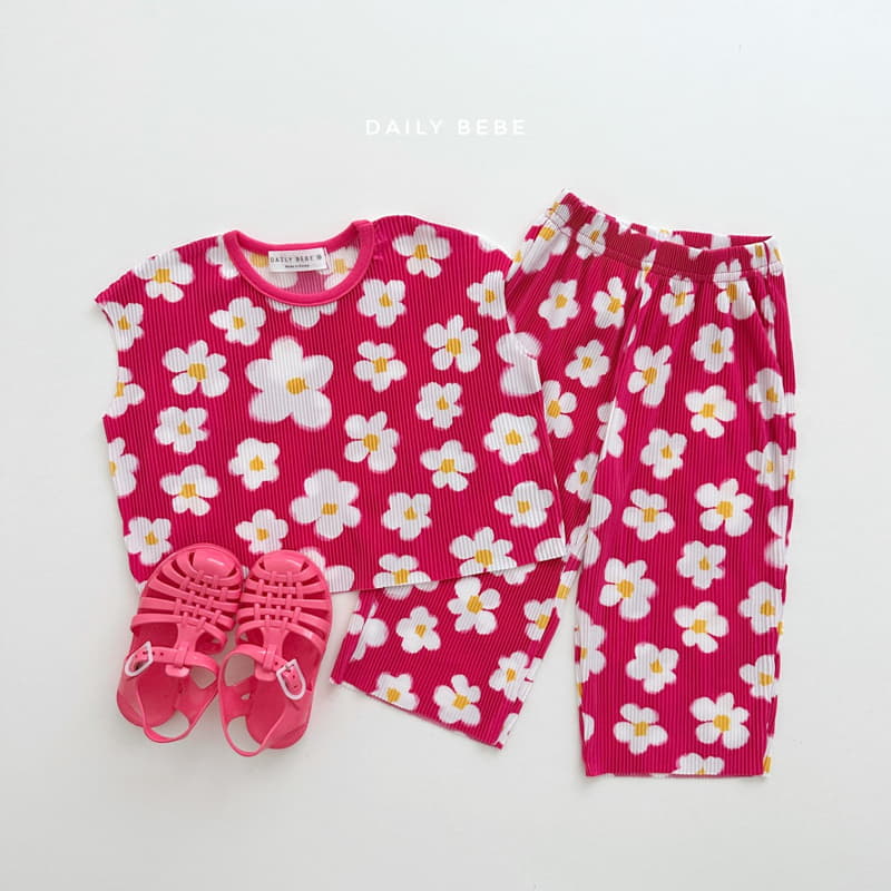 Daily Bebe - Korean Children Fashion - #discoveringself - Pattern Pleats Top Bottom Set - 3
