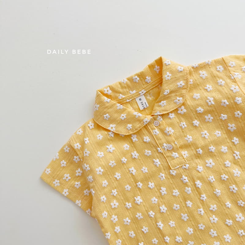 Daily Bebe - Korean Children Fashion - #designkidswear - Flower Collar Top Bottom Set - 4