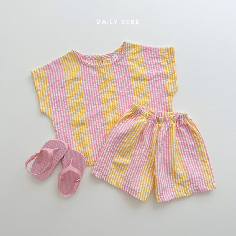 Daily Bebe - Korean Children Fashion - #discoveringself - Jijimi Stripes Top Bottom Set - 2