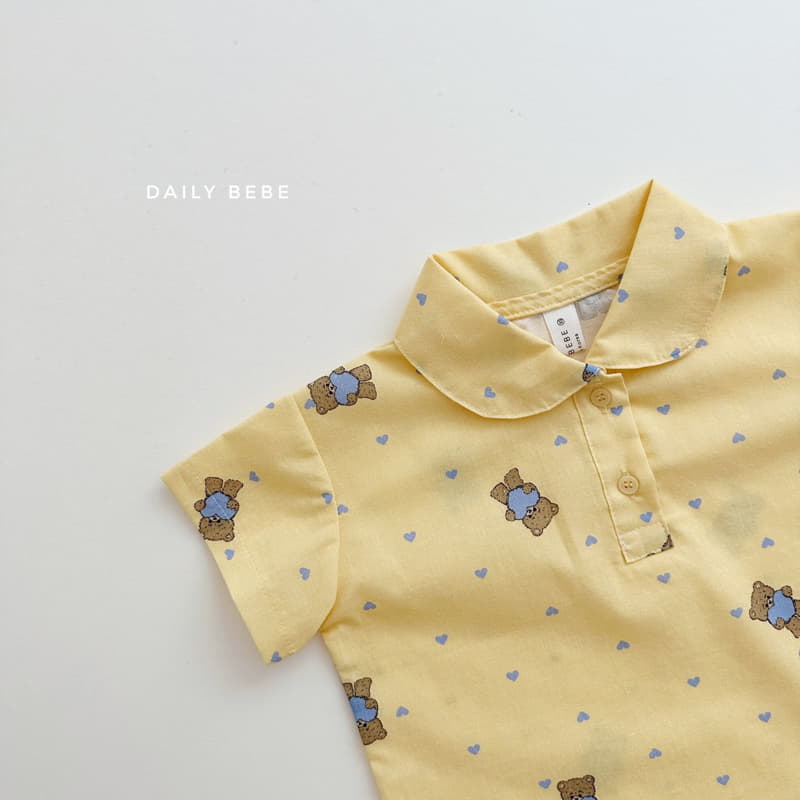 Daily Bebe - Korean Children Fashion - #discoveringself - Bear Collar Top Bottom Set - 4