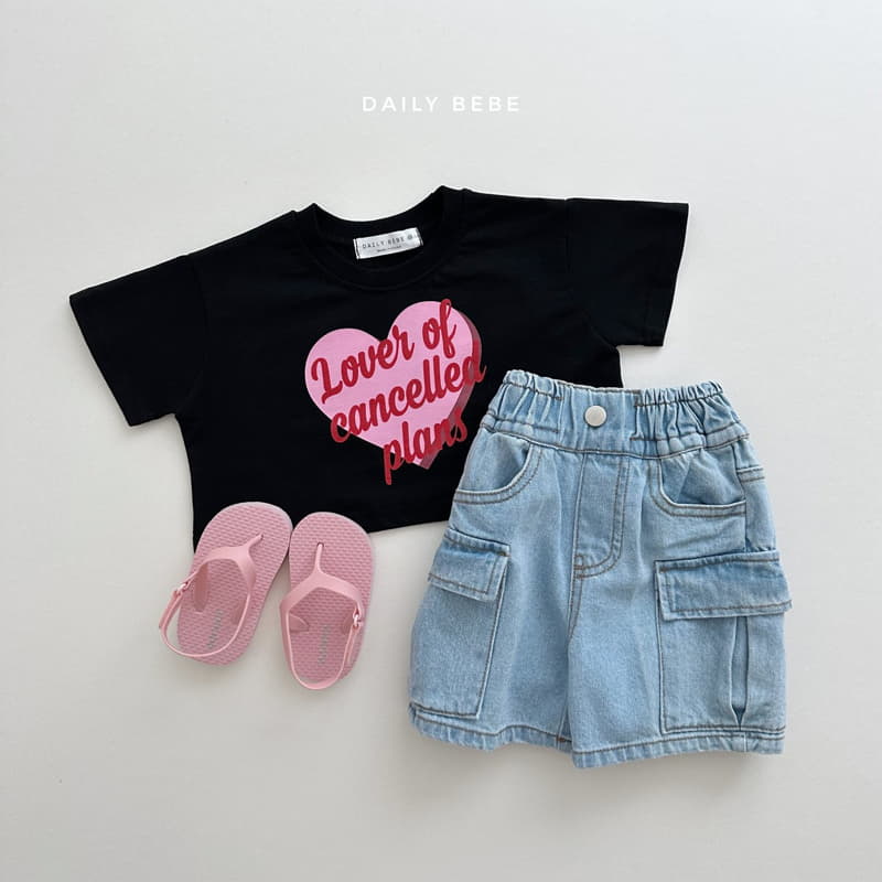 Daily Bebe - Korean Children Fashion - #kidsshorts - Heart Crop Tee - 10