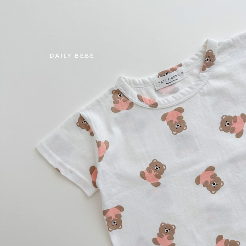 Daily Bebe - Korean Children Fashion - #kidsshorts - Heart Bear Tee - 6
