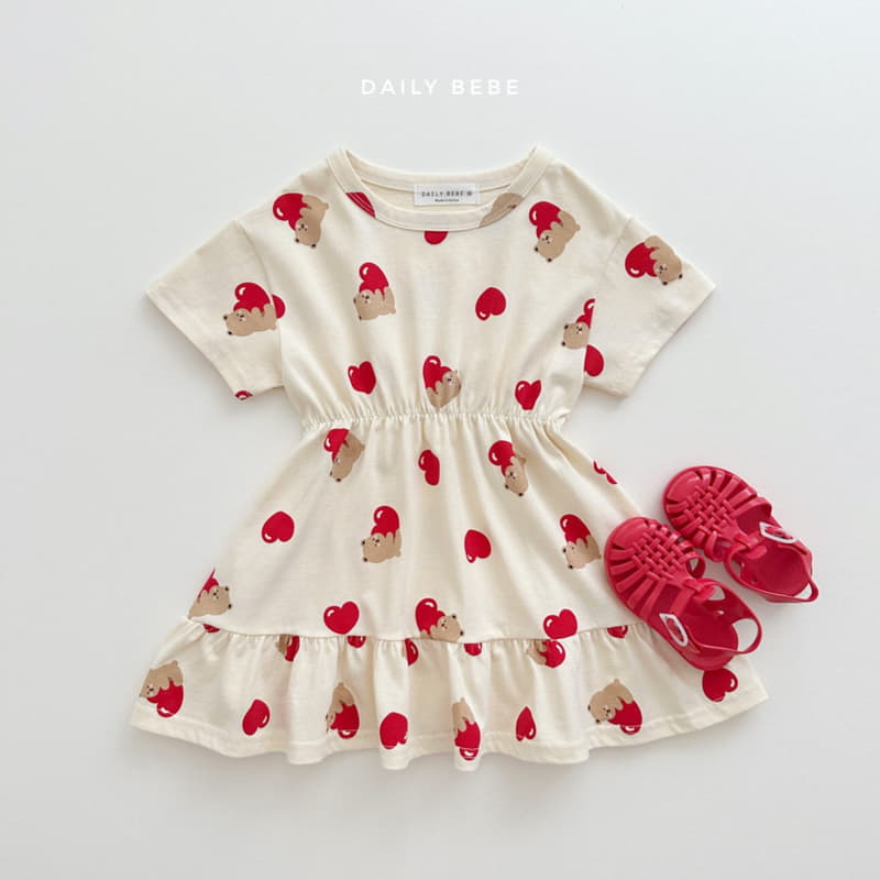 Daily Bebe - Korean Children Fashion - #kidsshorts - Heart Bear One-piece