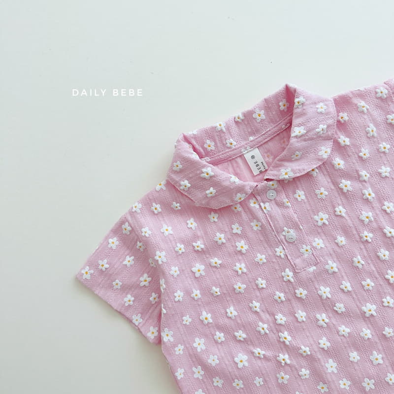 Daily Bebe - Korean Children Fashion - #kidsshorts - Flower Collar Top Bottom Set - 6