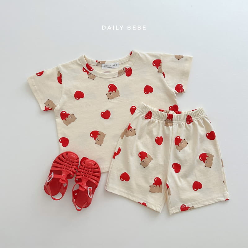 Daily Bebe - Korean Children Fashion - #kidsstore - Haert Bear Top Bottom Set