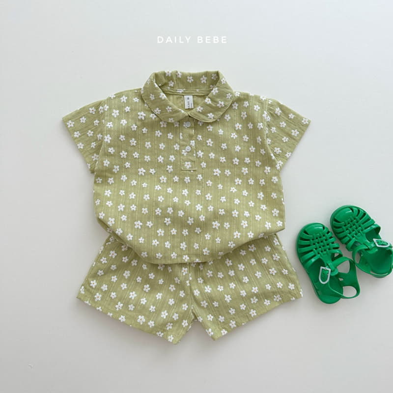 Daily Bebe - Korean Children Fashion - #kidsstore - Flower Collar Top Bottom Set - 7