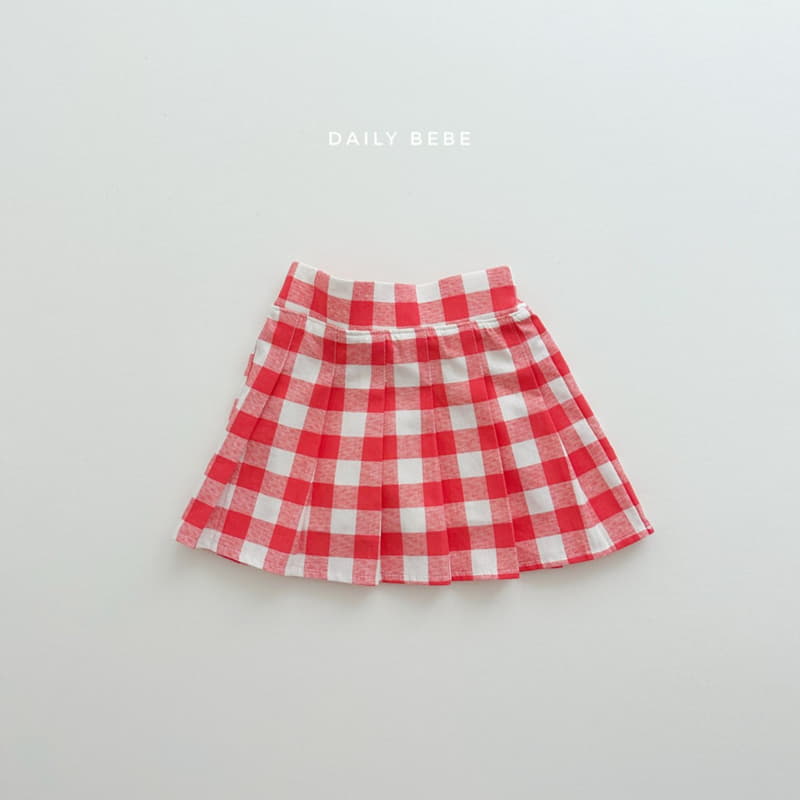 Daily Bebe - Korean Children Fashion - #kidzfashiontrend - Check Wrinkle Skirt - 2