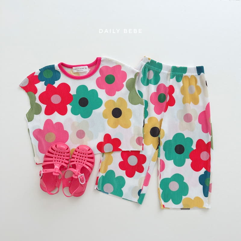 Daily Bebe - Korean Children Fashion - #kidzfashiontrend - Pattern Pleats Top Bottom Set - 7