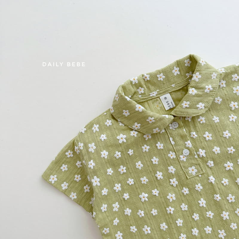 Daily Bebe - Korean Children Fashion - #kidzfashiontrend - Flower Collar Top Bottom Set - 8