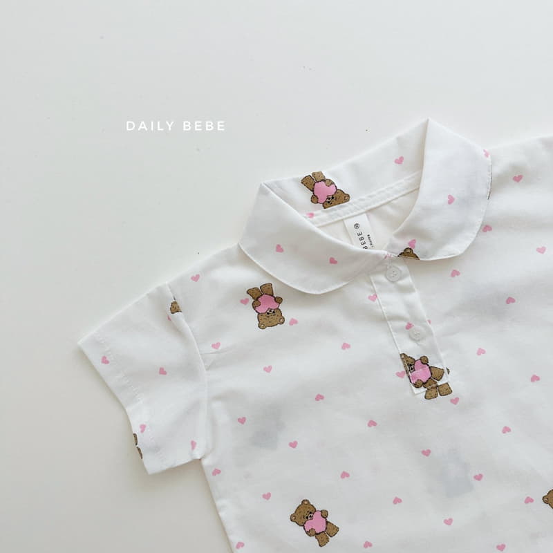 Daily Bebe - Korean Children Fashion - #kidzfashiontrend - Bear Collar Top Bottom Set - 7