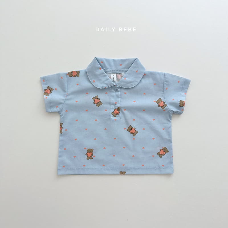 Daily Bebe - Korean Children Fashion - #magicofchildhood - Bear Collar Top Bottom Set - 10